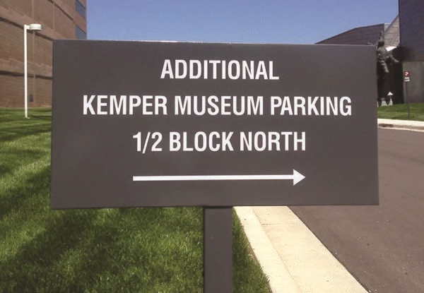Parking Sign for Kemper Museum of Contemporary Art in Kansas City, MO