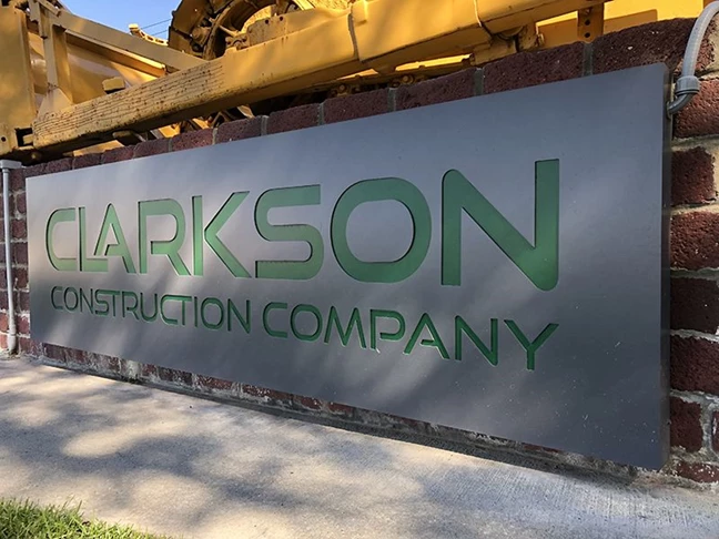 Exterior Illuminated Cabinet Sign for Clarkson Construction Company in Kansas City, Missouri