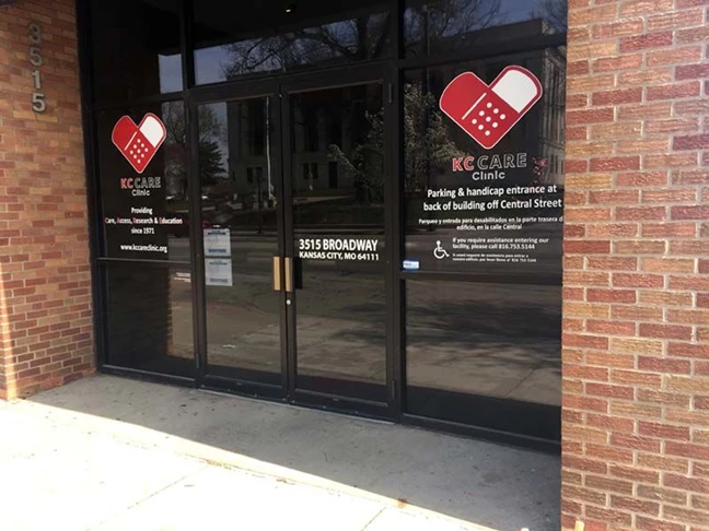 Cut Vinyl Window Logo and Lettering for KC Care Clinic in Kansas City, Missouri