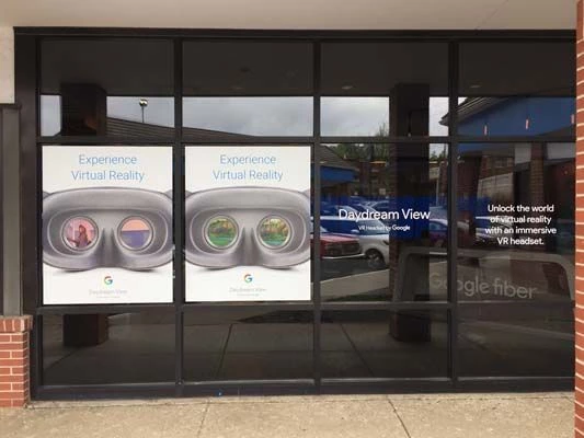 Window Signage and Cut Vinyl Lettering for Google Fiber Space in Kansas City, Missouri
