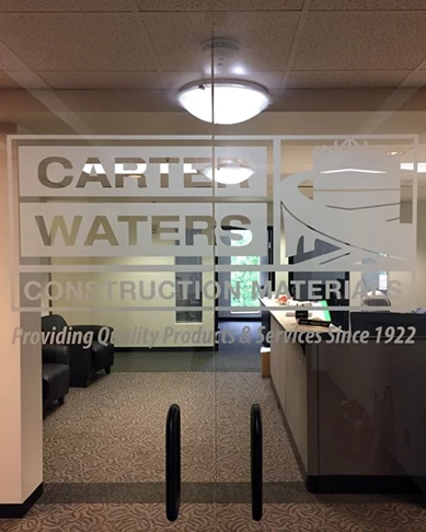 Frosted Door Graphic for Carter-Waters in Overland Park, Kansas