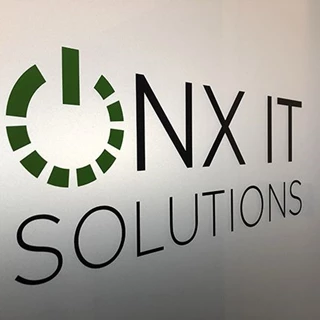 Frosted Door Vinyl with Full Color Logo Graphic for ONX IT Solutions in Kansas City, Missouri