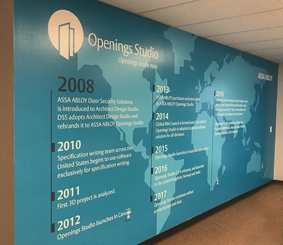 Full Color Interior Wall Graphic for Assa Abloy in Overland Park, Kansas