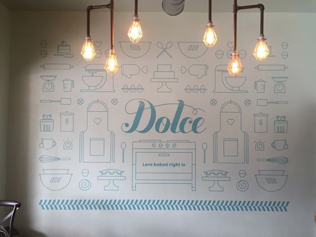 Interior Cut Vinyl Wall Graphic for Dolce Bakery in Prairie Village, Kansas