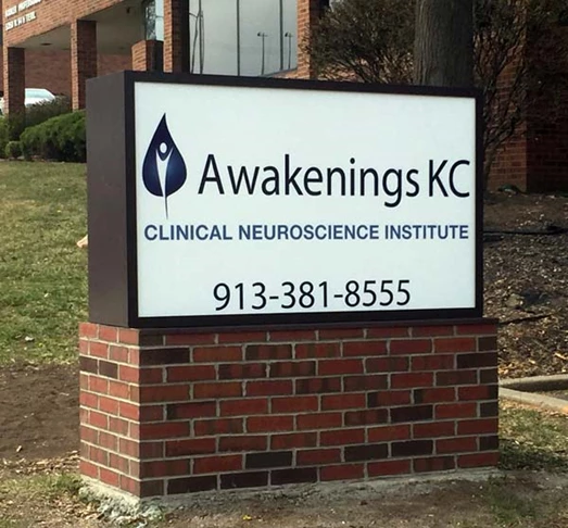 Exterior Illuminated Monument Sign for Awakenings KC in Prairie Village, Kansas