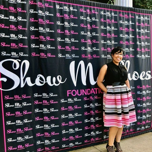 8 x 10 Step and Repeat Fabric Backdrop for Show Me Shoes Foundation in Kansas City, Missouri