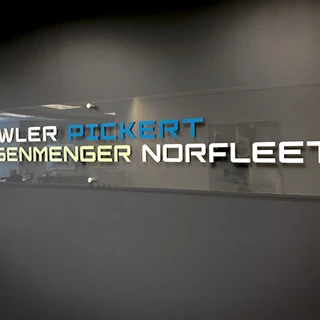 Interior Clear Acrylic with Custom Painted Dimensional Letters and Brushed Silver Standoffs for Fowler Pickert Eisenmenger Norfleet in Kansas City, Missouri