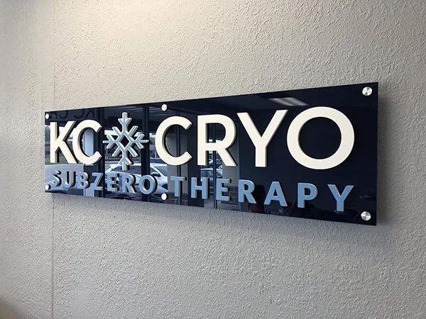 Interior Acrylic with Dimensional Letters and Brushed Silver Standoffs for KC Cryo in Lees Summit, Missouri