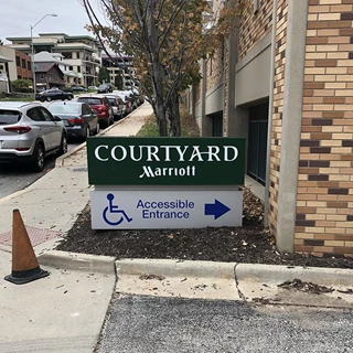 Exterior Cut Vinyl ADA Lettering and Decal for KC Marriott Country Club Plaza in Kansas City, Missouri