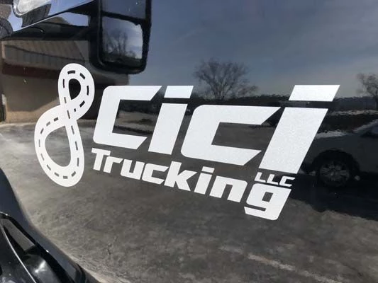 Silver Cut Vinyl Decals for CiCis Trucking