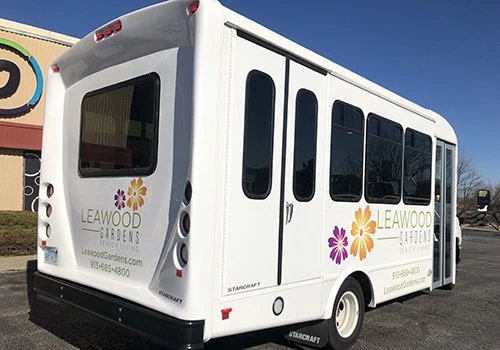 Shuttle Bus Graphics for Leawood Gardens Senior Living in Leawood, Kansas