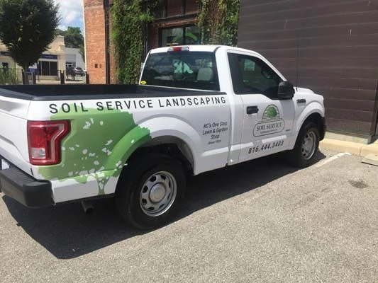 Partial Pickup Truck Graphics for Soil Service in Kansas City, Missouri