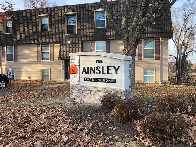 Exterior Dimensional Logo and Letters for Monument Sign for The Ainsley in Overland Park, Kansas