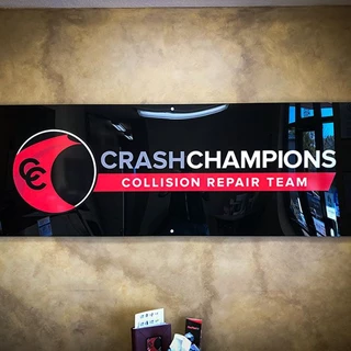 Interior Acrylic Sign with Dimensional Letters and Logo for Crash Champions in Pleasant Valley, Missouri