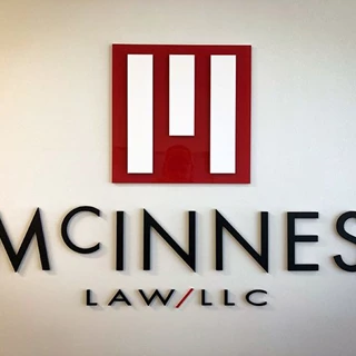 Interior Acrylic Dimensional Office Sign for McInnes Law in Prairie Village, Kansas