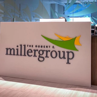Custom Painted Interior Dimensional Logo and Letters for The Robert E. Miller Group in Kansas City, Missouri