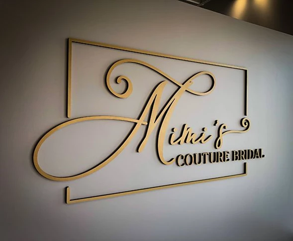 Interior Painted PVC 3D Dimensional Sign for Mimis Couture Bridal in Overland Park, Kansas