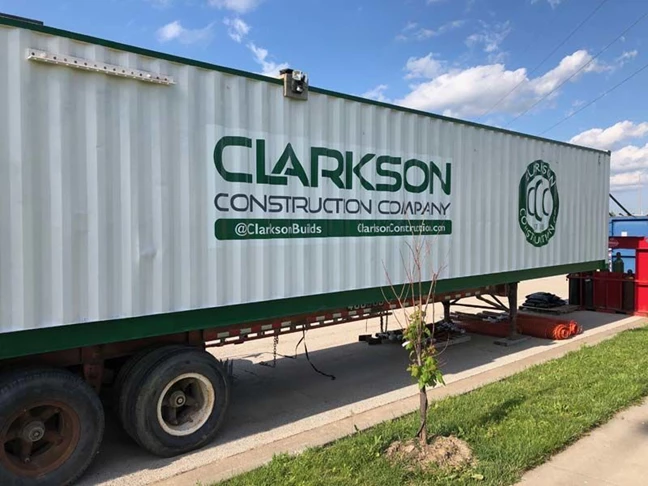 Construction Site Trailer Graphics for Clarkson Construction in Kansas City, Missouri