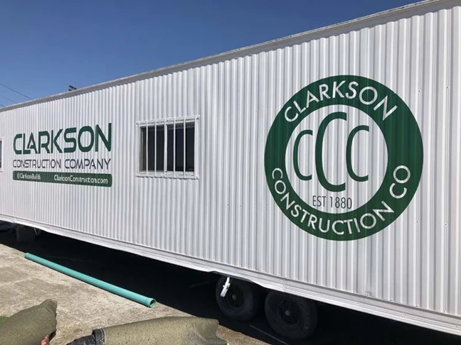 Construction Site Trailer Graphics for Clarkson Construction in Kansas City, Missouri