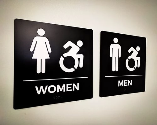 Interior ADA Disability Braille Restroom Signs