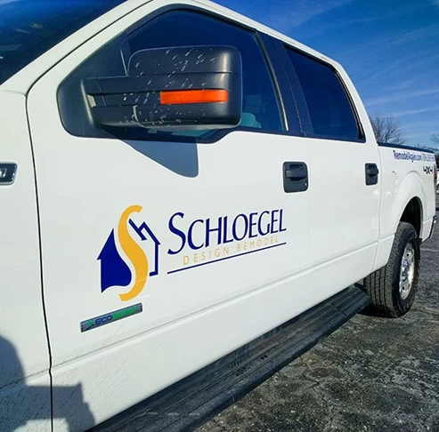 Full Color Vinyl Vehicle Door Decal for Pickup Truck for Schloegel Redesign in Kansas City, Missouri