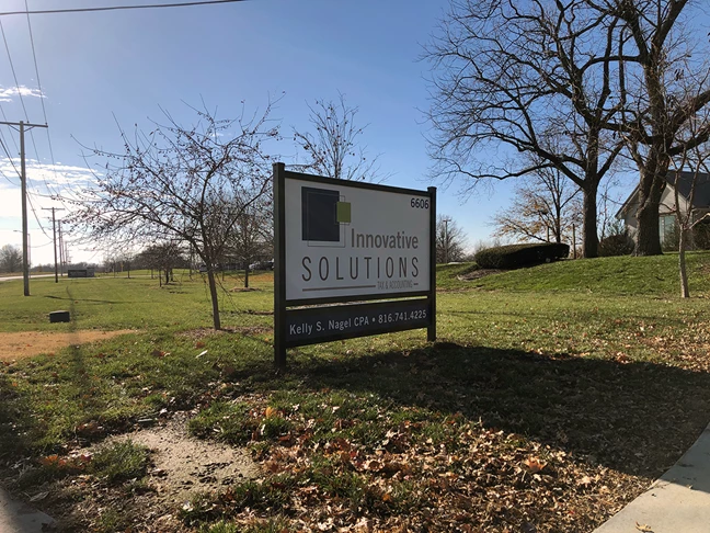 Exterior Post and Panel Sign for Innovative Solutions in Gladstone, Missouri