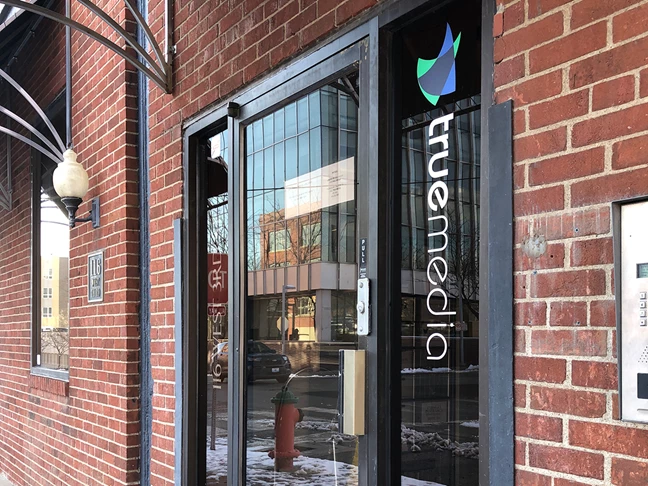 Exterior Door Decal for True Media in Kansas City, Missouri