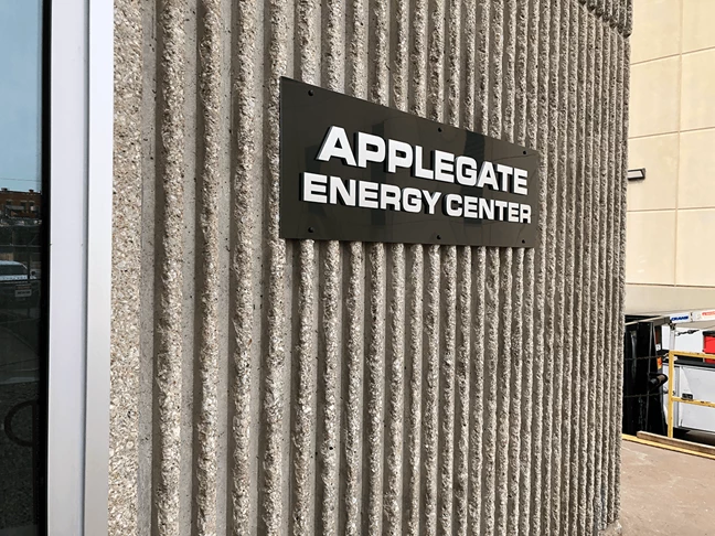 Exterior Dimensional Metal Sign for University of Kansas Medical Center Applegate Energy Center in Kansas City, Kansas