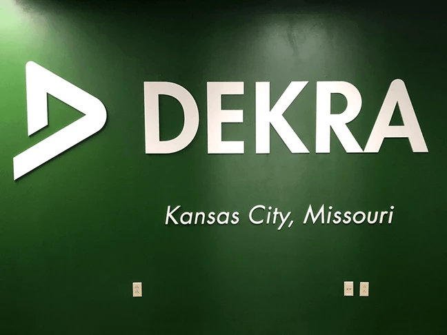 Interior Dimensional PVC Sign for Dekra in Kansas City, Missouri