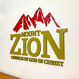 Custom Painted Interior Acrylic Dimensional Sign for Mt. Zion Church of God in Christ in Kansas City, Kansas