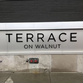 Cast Black Aluminum Dimensional Letters for Terrace on Walnut Apartments in Kansas City, Missouri