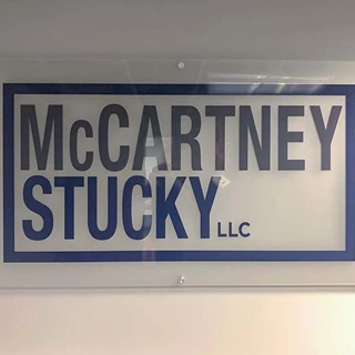 Interior Frosted Acrylic with Vinyl Logo and Standoffs for McCartney Stucky LLC in Kansas City, Missouri