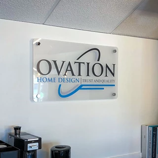 Interior Acrylic Sign with Polished Standoffs for Ovation Home Design in Kansas City, Missouri
