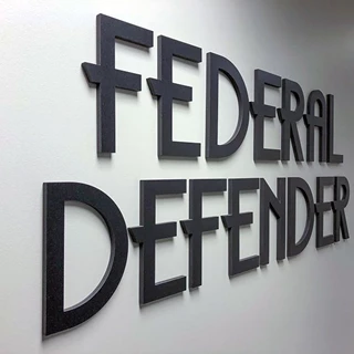 Interior Black PVC Dimensional Letters for Federal Public Defender in Kansas City, Missouri