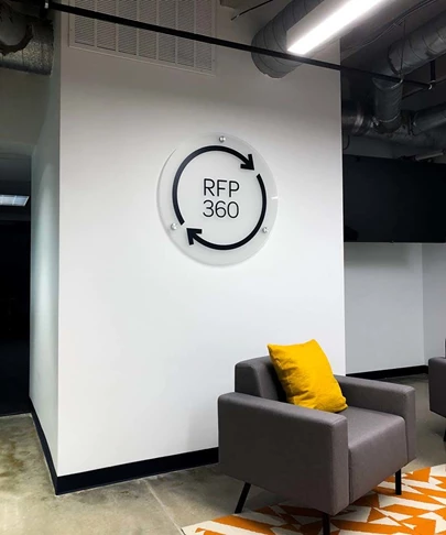 Interior Frosted Acrylic with Vinyl Logo and Standoffs for RFP360 in Kansas City, Missouri