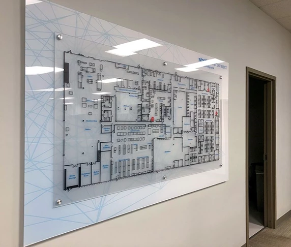Interior Layered Acrylic Directional Map for Smiths Interconnect in Kansas City, Kansas