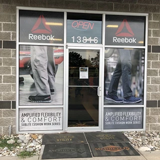 Exterior Perforated Window Vinyl for E. Edwards Workwear in Grandview, Missouri