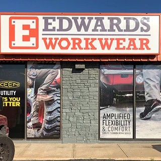 Perforated Window Vinyl for E. Edwards Workwear in Olathe, Kansas