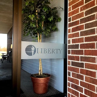 Frosted Vinyl Window Graphic for Liberty Baptist Church in Kansas City, Kansas