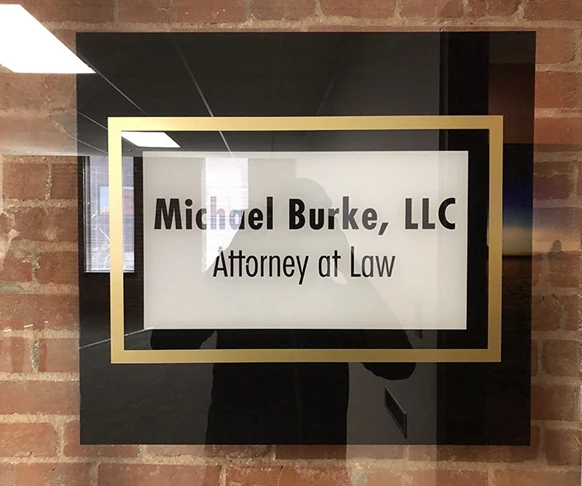 Second Surface Door Graphic for Michael Burke, LLC in Kansas City, Missouri