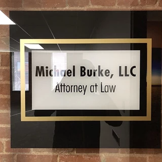Second Surface Door Graphic for Michael Burke, LLC in Kansas City, Missouri
