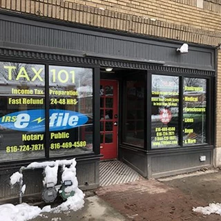Second Surface Window Graphics for Tax 101 LLC in Kansas City, Missouri