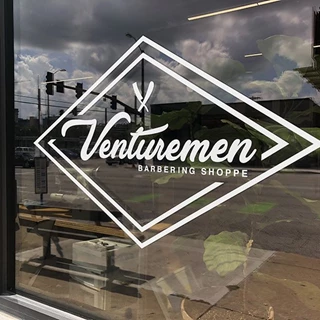 Exterior Cut Vinyl Window Graphic for Venturemen Barbering Shoppe in Kansas City, Missouri