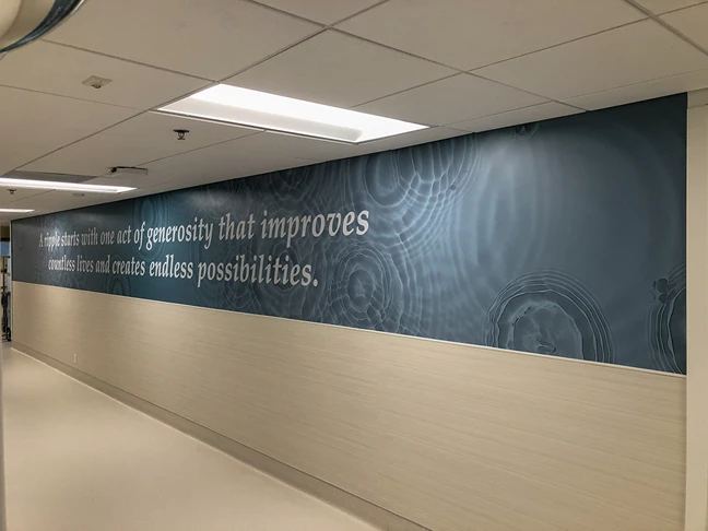 Interior Wall Vinyl Mural for Midwest Transplant Network in Westwood, Kansas