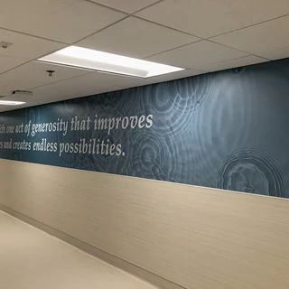 Interior Wall Vinyl Mural for Midwest Transplant Network in Westwood, Kansas