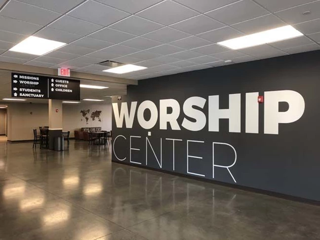 Interior Cut Vinyl Wall Graphic for Woods Chapel Church in Lees Summit, Missouri