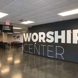 Interior Cut Vinyl Wall Graphic for Woods Chapel Church in Lee