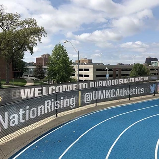 Mesh Banner Fence Wraps for UMKC Athletic Department in Kansas City, Missouri