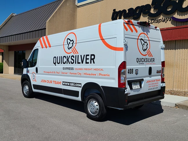 Partial Van Wrap for Quicksilver Courier Service in Kansas City, Kansas