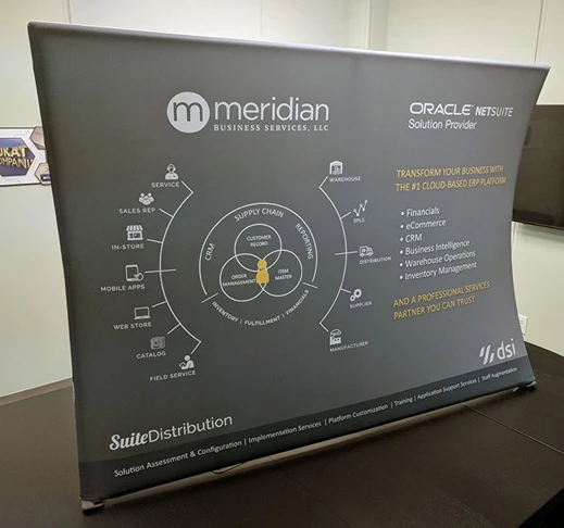 Tabletop Fabric Display for Meridian Business Services in Overland Park, Kansas